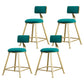 Glam Backrest Armless Counter Stool Iron Beauty Shop Bar Stool with Suede Cushion Green 4 Piece Set Short Stool(18"H) Clearhalo 'Bar Furniture' 'Bar Stools' 'bar_stools' 'furn' 'furn_bar_stools' 'furniture_bar_stools' 'Kitchen & Dining Furniture' 'kitchen&dining_furn' 'kitchen' 'kitchen_furn' Furniture' 4183990