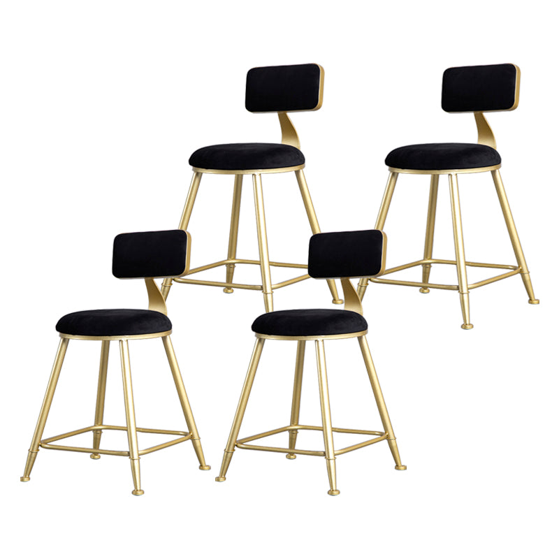 Glam Backrest Armless Counter Stool Iron Beauty Shop Bar Stool with Suede Cushion Black 4 Piece Set Short Stool(18"H) Clearhalo 'Bar Furniture' 'Bar Stools' 'bar_stools' 'furn' 'furn_bar_stools' 'furniture_bar_stools' 'Kitchen & Dining Furniture' 'kitchen&dining_furn' 'kitchen' 'kitchen_furn' Furniture' 4183992