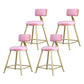 Glam Backrest Armless Counter Stool Iron Beauty Shop Bar Stool with Suede Cushion Pink 4 Piece Set Short Stool(18"H) Clearhalo 'Bar Furniture' 'Bar Stools' 'bar_stools' 'furn' 'furn_bar_stools' 'furniture_bar_stools' 'Kitchen & Dining Furniture' 'kitchen&dining_furn' 'kitchen' 'kitchen_furn' Furniture' 4183995