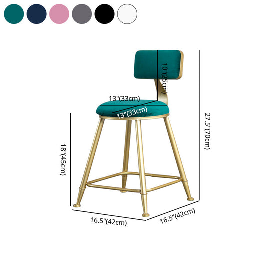 Glam Backrest Armless Counter Stool Iron Beauty Shop Bar Stool with Suede Cushion Clearhalo 'Bar Furniture' 'Bar Stools' 'bar_stools' 'furn' 'furn_bar_stools' 'furniture_bar_stools' 'Kitchen & Dining Furniture' 'kitchen&dining_furn' 'kitchen' 'kitchen_furn' Furniture' 4183996