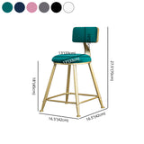 Glam Backrest Armless Counter Stool Iron Beauty Shop Bar Stool with Suede Cushion Clearhalo 'Bar Furniture' 'Bar Stools' 'bar_stools' 'furn' 'furn_bar_stools' 'furniture_bar_stools' 'Kitchen & Dining Furniture' 'kitchen&dining_furn' 'kitchen' 'kitchen_furn' Furniture' 4183996