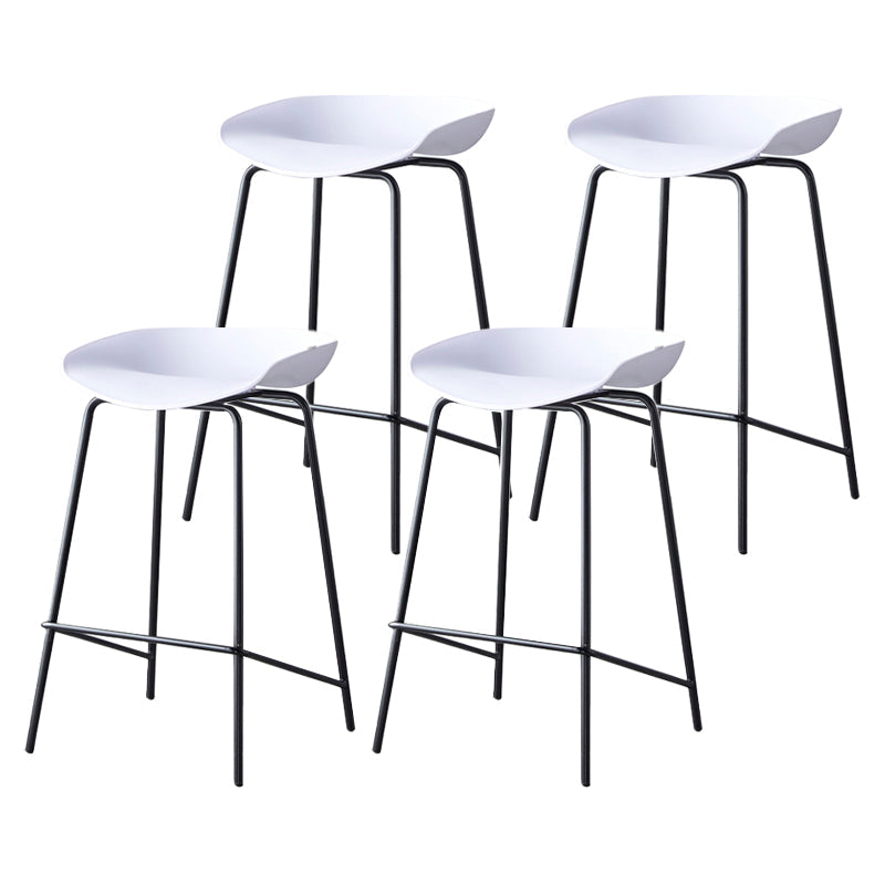Modern Bar Stool Armless Plastic Indoor Barstool with Footrest Steel Base White 4 Piece Set Counter Stool(26"H) Clearhalo 'Bar Furniture' 'Bar Stools' 'bar_stools' 'furn' 'furn_bar_stools' 'furniture_bar_stools' 'Kitchen & Dining Furniture' 'kitchen&dining_furn' 'kitchen' 'kitchen_furn' Furniture' 4184035