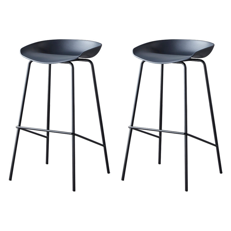Modern Bar Stool Armless Plastic Indoor Barstool with Footrest Steel Base Black 2 Piece Set Bar Stool(30"H) Clearhalo 'Bar Furniture' 'Bar Stools' 'bar_stools' 'furn' 'furn_bar_stools' 'furniture_bar_stools' 'Kitchen & Dining Furniture' 'kitchen&dining_furn' 'kitchen' 'kitchen_furn' Furniture' 4184039
