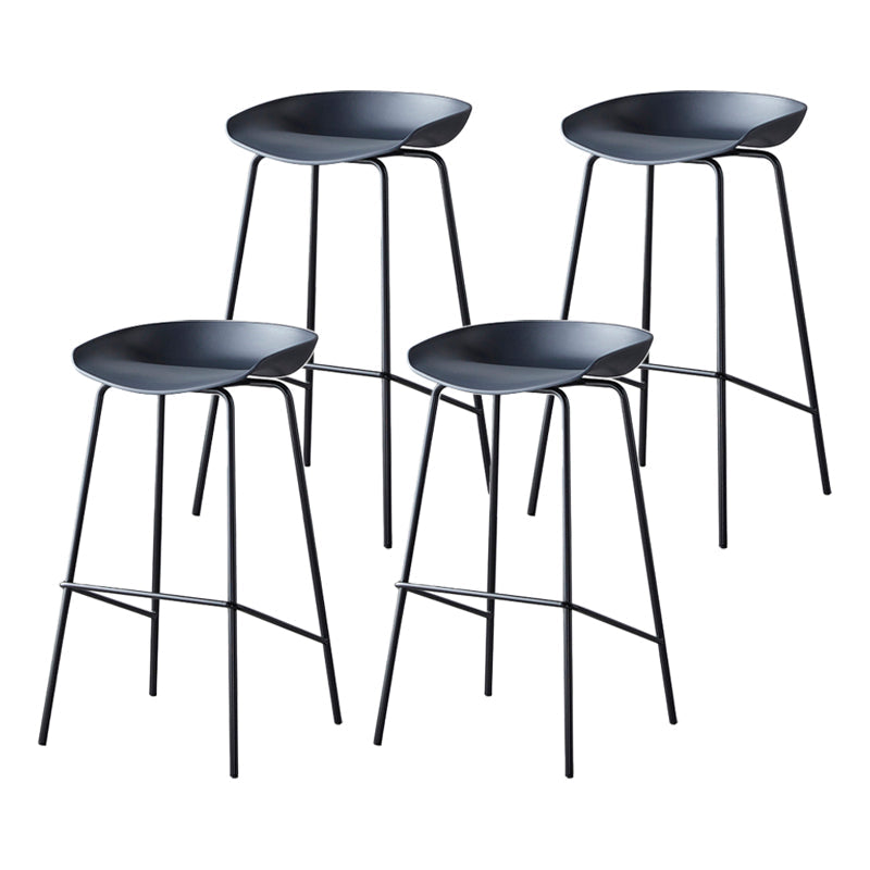 Modern Bar Stool Armless Plastic Indoor Barstool with Footrest Steel Base Black 4 Piece Set Bar Stool(30"H) Clearhalo 'Bar Furniture' 'Bar Stools' 'bar_stools' 'furn' 'furn_bar_stools' 'furniture_bar_stools' 'Kitchen & Dining Furniture' 'kitchen&dining_furn' 'kitchen' 'kitchen_furn' Furniture' 4184042