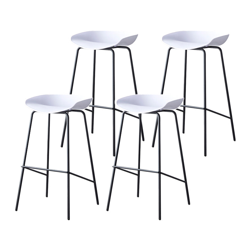 Modern Bar Stool Armless Plastic Indoor Barstool with Footrest Steel Base White 4 Piece Set Bar Stool(30"H) Clearhalo 'Bar Furniture' 'Bar Stools' 'bar_stools' 'furn' 'furn_bar_stools' 'furniture_bar_stools' 'Kitchen & Dining Furniture' 'kitchen&dining_furn' 'kitchen' 'kitchen_furn' Furniture' 4184048