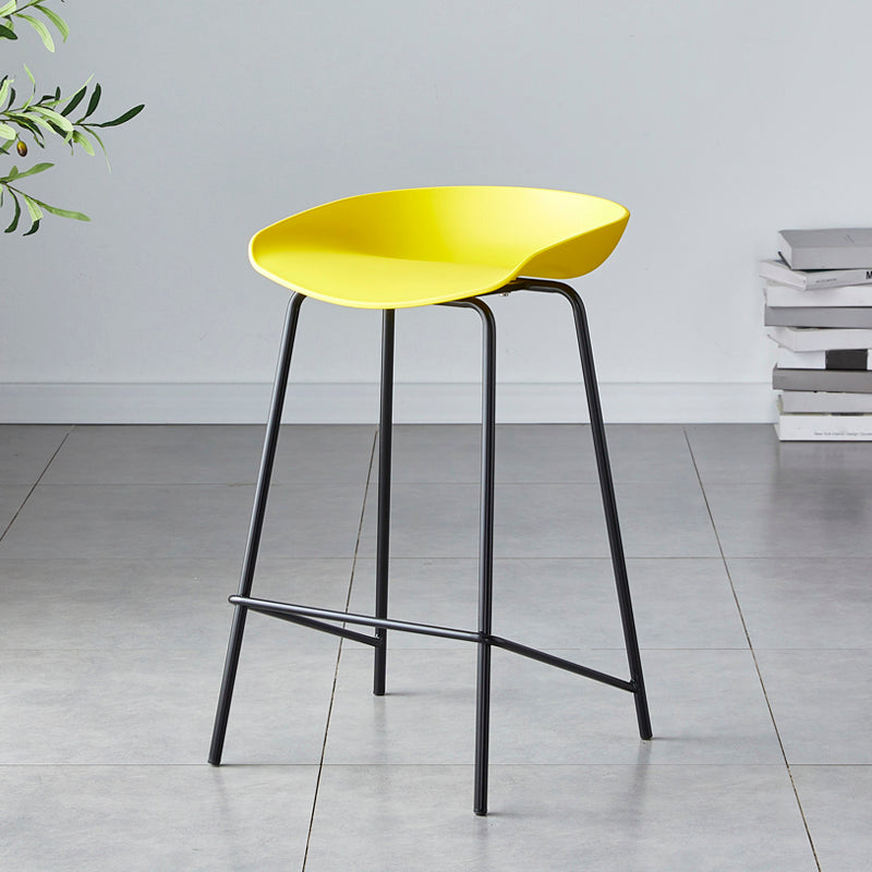Modern Bar Stool Armless Plastic Indoor Barstool with Footrest Steel Base Yellow 1 Piece Counter Stool(26"H) Clearhalo 'Bar Furniture' 'Bar Stools' 'bar_stools' 'furn' 'furn_bar_stools' 'furniture_bar_stools' 'Kitchen & Dining Furniture' 'kitchen&dining_furn' 'kitchen' 'kitchen_furn' Furniture' 4184049
