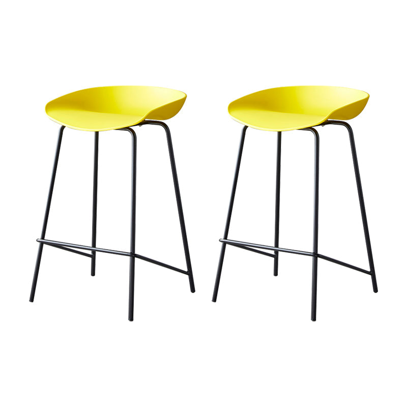 Modern Bar Stool Armless Plastic Indoor Barstool with Footrest Steel Base Yellow 2 Piece Set Counter Stool(26"H) Clearhalo 'Bar Furniture' 'Bar Stools' 'bar_stools' 'furn' 'furn_bar_stools' 'furniture_bar_stools' 'Kitchen & Dining Furniture' 'kitchen&dining_furn' 'kitchen' 'kitchen_furn' Furniture' 4184051