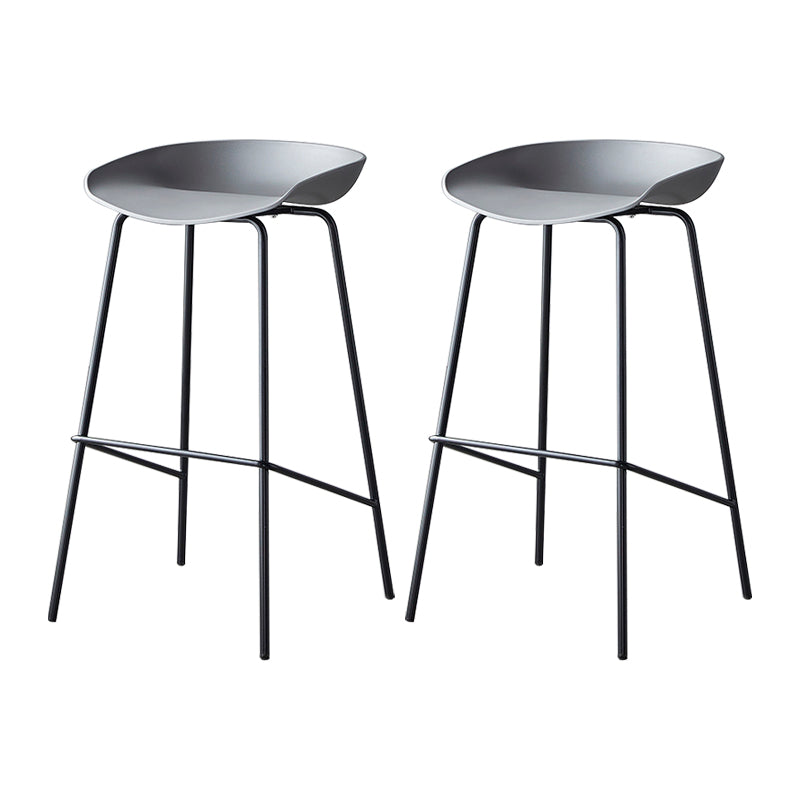 Modern Bar Stool Armless Plastic Indoor Barstool with Footrest Steel Base Grey 2 Piece Set Bar Stool(30"H) Clearhalo 'Bar Furniture' 'Bar Stools' 'bar_stools' 'furn' 'furn_bar_stools' 'furniture_bar_stools' 'Kitchen & Dining Furniture' 'kitchen&dining_furn' 'kitchen' 'kitchen_furn' Furniture' 4184055