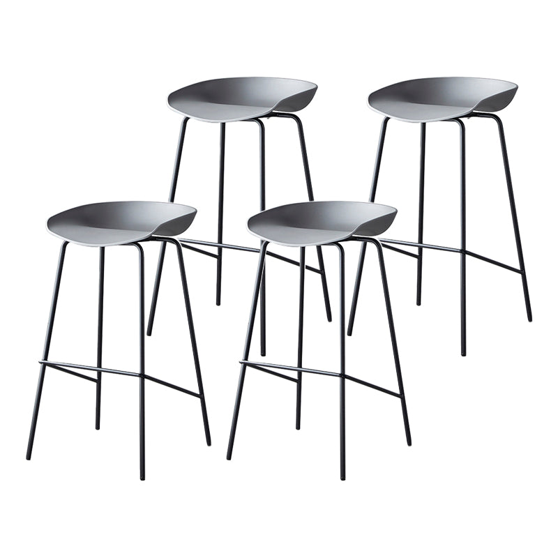 Modern Bar Stool Armless Plastic Indoor Barstool with Footrest Steel Base Grey 4 Piece Set Bar Stool(30"H) Clearhalo 'Bar Furniture' 'Bar Stools' 'bar_stools' 'furn' 'furn_bar_stools' 'furniture_bar_stools' 'Kitchen & Dining Furniture' 'kitchen&dining_furn' 'kitchen' 'kitchen_furn' Furniture' 4184056
