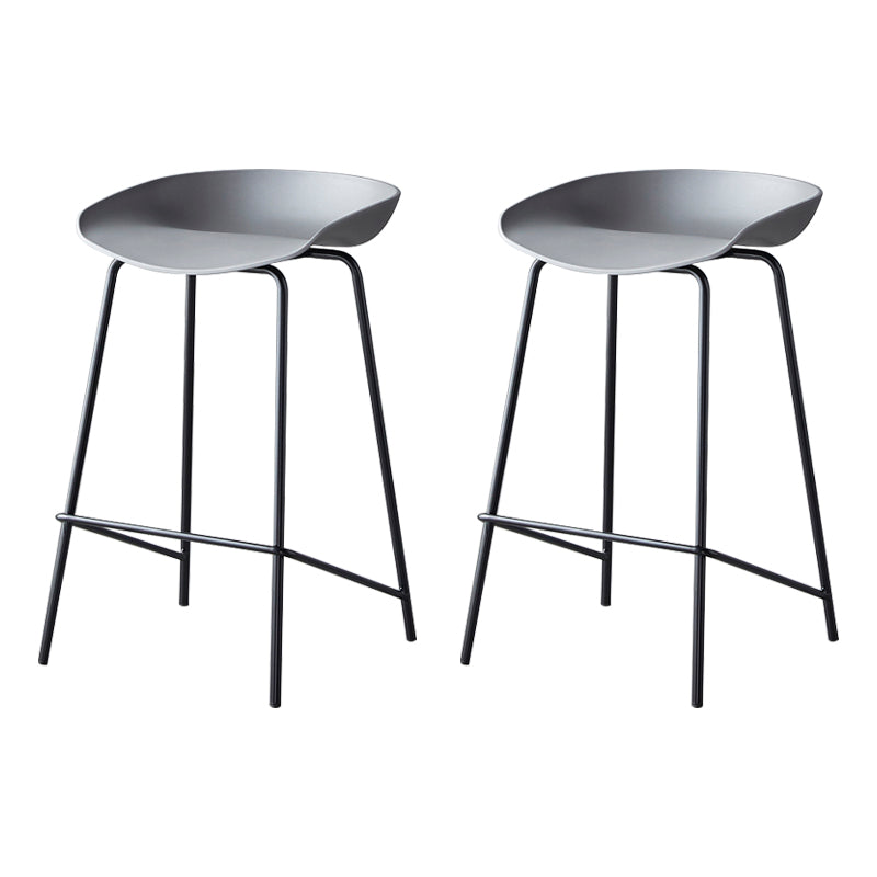 Modern Bar Stool Armless Plastic Indoor Barstool with Footrest Steel Base Grey 2 Piece Set Counter Stool(26"H) Clearhalo 'Bar Furniture' 'Bar Stools' 'bar_stools' 'furn' 'furn_bar_stools' 'furniture_bar_stools' 'Kitchen & Dining Furniture' 'kitchen&dining_furn' 'kitchen' 'kitchen_furn' Furniture' 4184058