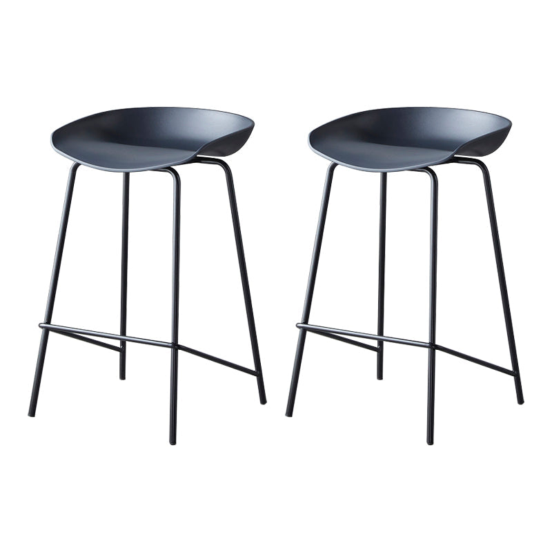 Modern Bar Stool Armless Plastic Indoor Barstool with Footrest Steel Base Black 2 Piece Set Counter Stool(26"H) Clearhalo 'Bar Furniture' 'Bar Stools' 'bar_stools' 'furn' 'furn_bar_stools' 'furniture_bar_stools' 'Kitchen & Dining Furniture' 'kitchen&dining_furn' 'kitchen' 'kitchen_furn' Furniture' 4184067