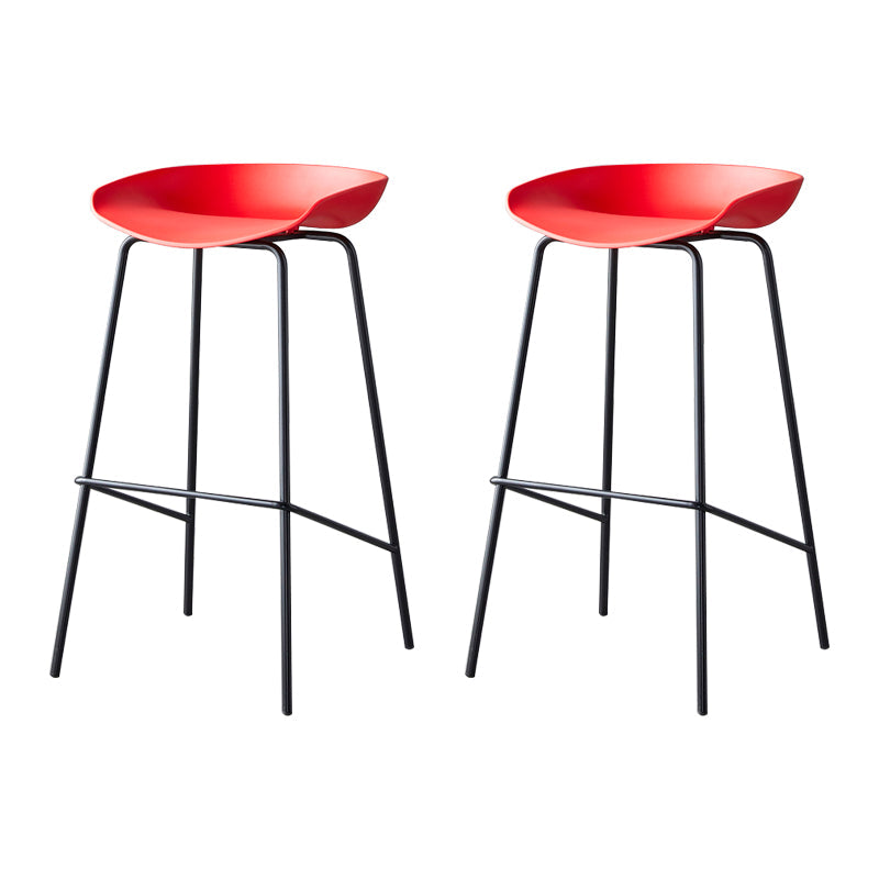 Modern Bar Stool Armless Plastic Indoor Barstool with Footrest Steel Base Red 2 Piece Set Bar Stool(30"H) Clearhalo 'Bar Furniture' 'Bar Stools' 'bar_stools' 'furn' 'furn_bar_stools' 'furniture_bar_stools' 'Kitchen & Dining Furniture' 'kitchen&dining_furn' 'kitchen' 'kitchen_furn' Furniture' 4184073