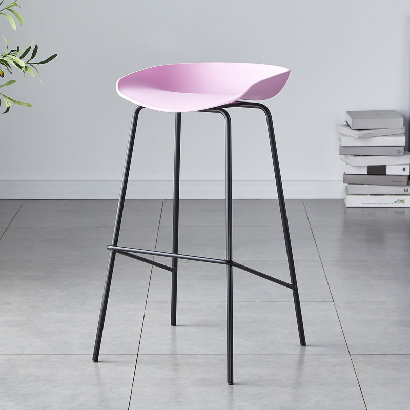 Modern Bar Stool Armless Plastic Indoor Barstool with Footrest Steel Base Pink 1 Piece Bar Stool(30"H) Clearhalo 'Bar Furniture' 'Bar Stools' 'bar_stools' 'furn' 'furn_bar_stools' 'furniture_bar_stools' 'Kitchen & Dining Furniture' 'kitchen&dining_furn' 'kitchen' 'kitchen_furn' Furniture' 4184075