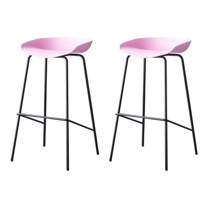 Modern Bar Stool Armless Plastic Indoor Barstool with Footrest Steel Base Pink 2 Piece Set Bar Stool(30"H) Clearhalo 'Bar Furniture' 'Bar Stools' 'bar_stools' 'furn' 'furn_bar_stools' 'furniture_bar_stools' 'Kitchen & Dining Furniture' 'kitchen&dining_furn' 'kitchen' 'kitchen_furn' Furniture' 4184076