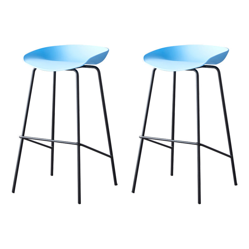Modern Bar Stool Armless Plastic Indoor Barstool with Footrest Steel Base Blue 2 Piece Set Bar Stool(30"H) Clearhalo 'Bar Furniture' 'Bar Stools' 'bar_stools' 'furn' 'furn_bar_stools' 'furniture_bar_stools' 'Kitchen & Dining Furniture' 'kitchen&dining_furn' 'kitchen' 'kitchen_furn' Furniture' 4184079