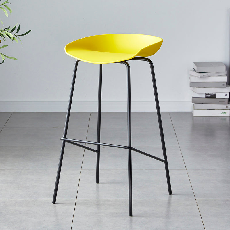 Modern Bar Stool Armless Plastic Indoor Barstool with Footrest Steel Base Yellow 1 Piece Bar Stool(30"H) Clearhalo 'Bar Furniture' 'Bar Stools' 'bar_stools' 'furn' 'furn_bar_stools' 'furniture_bar_stools' 'Kitchen & Dining Furniture' 'kitchen&dining_furn' 'kitchen' 'kitchen_furn' Furniture' 4184081