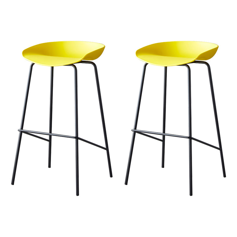 Modern Bar Stool Armless Plastic Indoor Barstool with Footrest Steel Base Yellow 2 Piece Set Bar Stool(30"H) Clearhalo 'Bar Furniture' 'Bar Stools' 'bar_stools' 'furn' 'furn_bar_stools' 'furniture_bar_stools' 'Kitchen & Dining Furniture' 'kitchen&dining_furn' 'kitchen' 'kitchen_furn' Furniture' 4184082