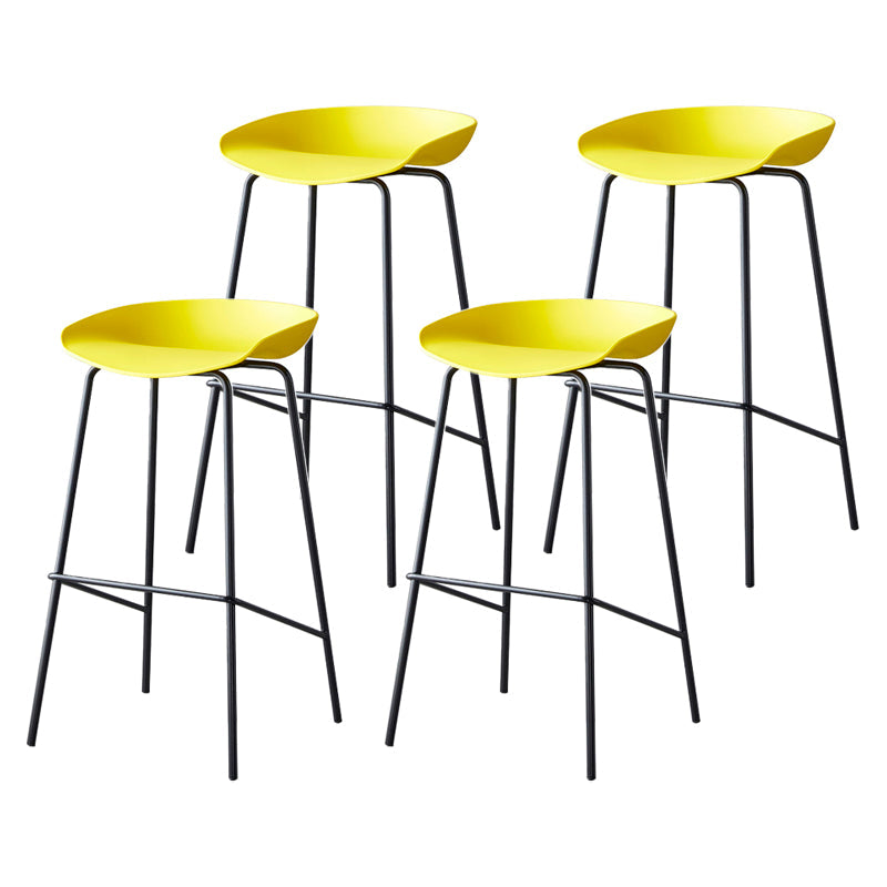 Modern Bar Stool Armless Plastic Indoor Barstool with Footrest Steel Base Yellow 4 Piece Set Bar Stool(30"H) Clearhalo 'Bar Furniture' 'Bar Stools' 'bar_stools' 'furn' 'furn_bar_stools' 'furniture_bar_stools' 'Kitchen & Dining Furniture' 'kitchen&dining_furn' 'kitchen' 'kitchen_furn' Furniture' 4184083