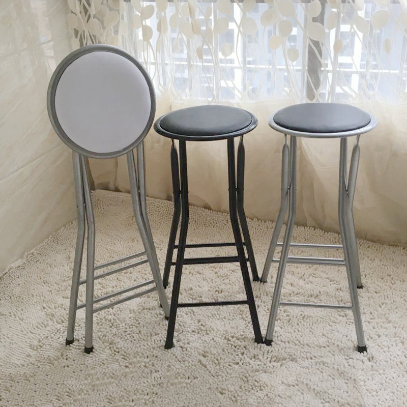 Modern Folding Armless Counter Stool Steel Living Room Bar Stool with Footrest Clearhalo 'Bar Furniture' 'Bar Stools' 'bar_stools' 'furn' 'furn_bar_stools' 'furniture_bar_stools' 'Kitchen & Dining Furniture' 'kitchen&dining_furn' 'kitchen' 'kitchen_furn' Furniture' 4184086