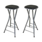 Modern Folding Armless Counter Stool Steel Living Room Bar Stool with Footrest Black-Silver 2 Piece Set Clearhalo 'Bar Furniture' 'Bar Stools' 'bar_stools' 'furn' 'furn_bar_stools' 'furniture_bar_stools' 'Kitchen & Dining Furniture' 'kitchen&dining_furn' 'kitchen' 'kitchen_furn' Furniture' 4184089