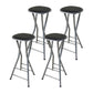 Modern Folding Armless Counter Stool Steel Living Room Bar Stool with Footrest Black-Silver 4 Piece Set Clearhalo 'Bar Furniture' 'Bar Stools' 'bar_stools' 'furn' 'furn_bar_stools' 'furniture_bar_stools' 'Kitchen & Dining Furniture' 'kitchen&dining_furn' 'kitchen' 'kitchen_furn' Furniture' 4184090