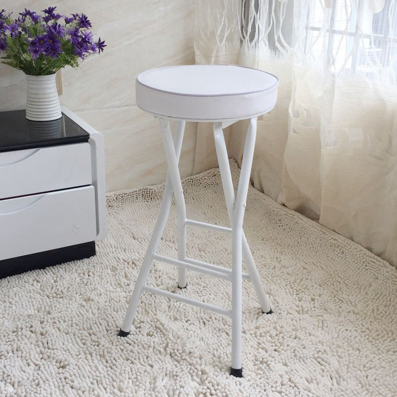 Modern Folding Armless Counter Stool Steel Living Room Bar Stool with Footrest White 1 Piece Counter Stool (24"H) Clearhalo 'Bar Furniture' 'Bar Stools' 'bar_stools' 'furn' 'furn_bar_stools' 'furniture_bar_stools' 'Kitchen & Dining Furniture' 'kitchen&dining_furn' 'kitchen' 'kitchen_furn' Furniture' 4184099