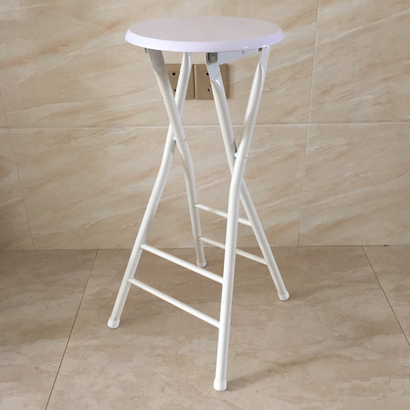 Modern Folding Armless Counter Stool Steel Living Room Bar Stool with Footrest White 1 Piece Bar Stool (28" H) Clearhalo 'Bar Furniture' 'Bar Stools' 'bar_stools' 'furn' 'furn_bar_stools' 'furniture_bar_stools' 'Kitchen & Dining Furniture' 'kitchen&dining_furn' 'kitchen' 'kitchen_furn' Furniture' 4184104