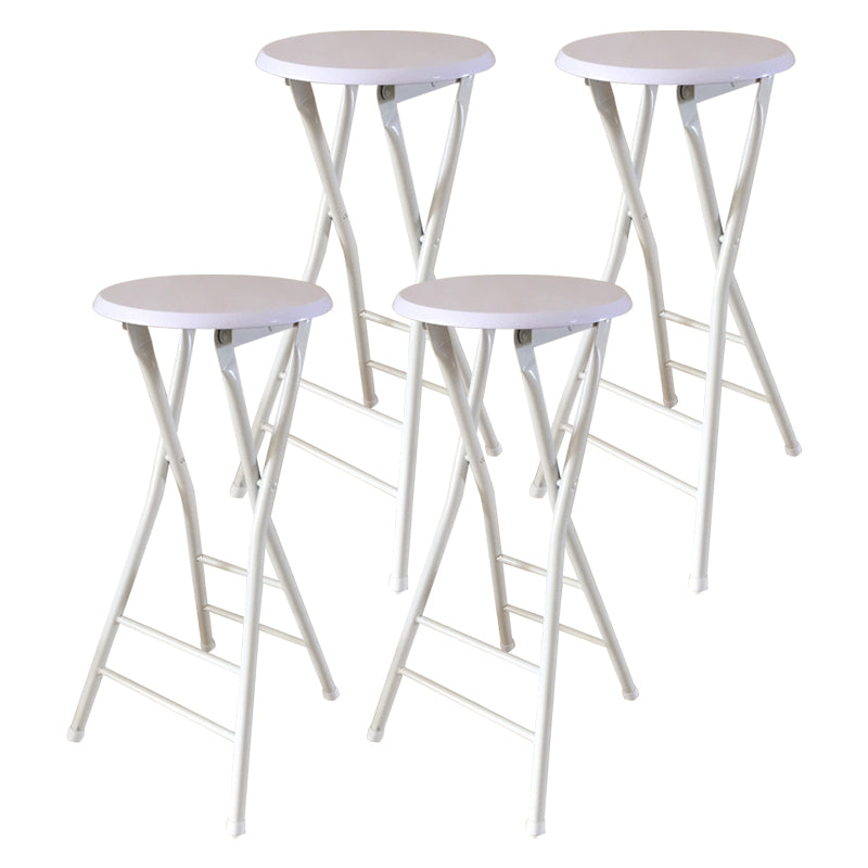 Modern Folding Armless Counter Stool Steel Living Room Bar Stool with Footrest White 4 Piece Set Bar Stool (28" H) Clearhalo 'Bar Furniture' 'Bar Stools' 'bar_stools' 'furn' 'furn_bar_stools' 'furniture_bar_stools' 'Kitchen & Dining Furniture' 'kitchen&dining_furn' 'kitchen' 'kitchen_furn' Furniture' 4184106