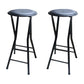 Modern Folding Armless Counter Stool Steel Living Room Bar Stool with Footrest Black 2 Piece Set Bar Stool (28" H) Clearhalo 'Bar Furniture' 'Bar Stools' 'bar_stools' 'furn' 'furn_bar_stools' 'furniture_bar_stools' 'Kitchen & Dining Furniture' 'kitchen&dining_furn' 'kitchen' 'kitchen_furn' Furniture' 4184108