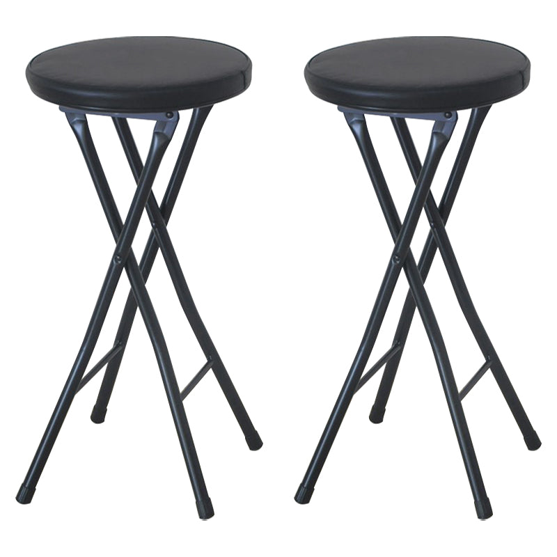Modern Folding Armless Counter Stool Steel Living Room Bar Stool with Footrest Black 2 Piece Set Short Stool(20"H) Clearhalo 'Bar Furniture' 'Bar Stools' 'bar_stools' 'furn' 'furn_bar_stools' 'furniture_bar_stools' 'Kitchen & Dining Furniture' 'kitchen&dining_furn' 'kitchen' 'kitchen_furn' Furniture' 4184114