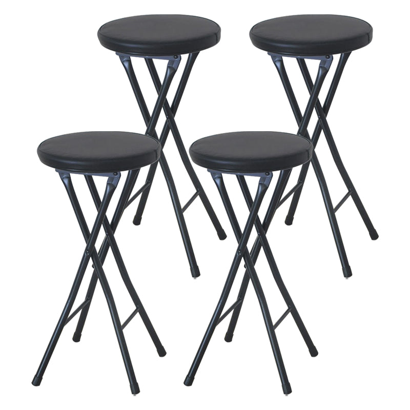 Modern Folding Armless Counter Stool Steel Living Room Bar Stool with Footrest Black 4 Piece Set Short Stool(20"H) Clearhalo 'Bar Furniture' 'Bar Stools' 'bar_stools' 'furn' 'furn_bar_stools' 'furniture_bar_stools' 'Kitchen & Dining Furniture' 'kitchen&dining_furn' 'kitchen' 'kitchen_furn' Furniture' 4184115