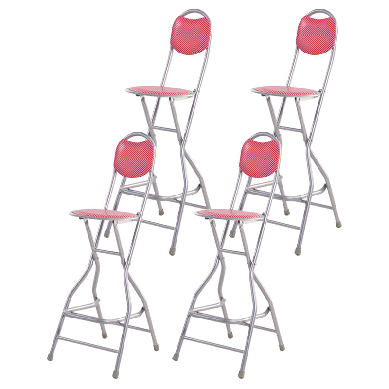 Modern Folding Armless Counter Stool Iron Cashier Bar Stool with Footrest Red With Back 4 Piece Set Clearhalo 'Bar Furniture' 'Bar Stools' 'bar_stools' 'furn' 'furn_bar_stools' 'furniture_bar_stools' 'Kitchen & Dining Furniture' 'kitchen&dining_furn' 'kitchen' 'kitchen_furn' Furniture' 4184125