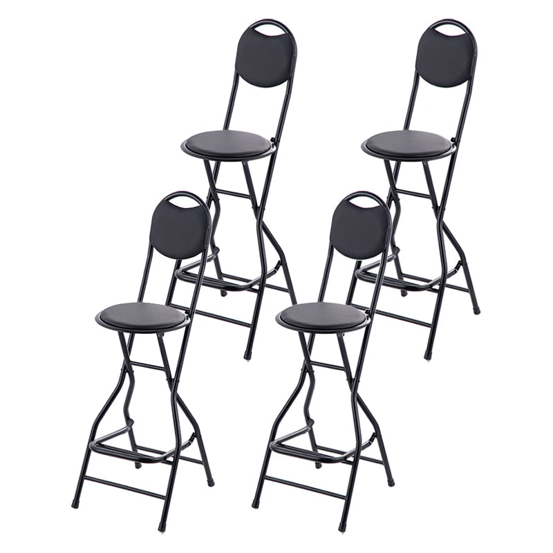 Modern Folding Armless Counter Stool Iron Cashier Bar Stool with Footrest Black With Back 4 Piece Set Clearhalo 'Bar Furniture' 'Bar Stools' 'bar_stools' 'furn' 'furn_bar_stools' 'furniture_bar_stools' 'Kitchen & Dining Furniture' 'kitchen&dining_furn' 'kitchen' 'kitchen_furn' Furniture' 4184130