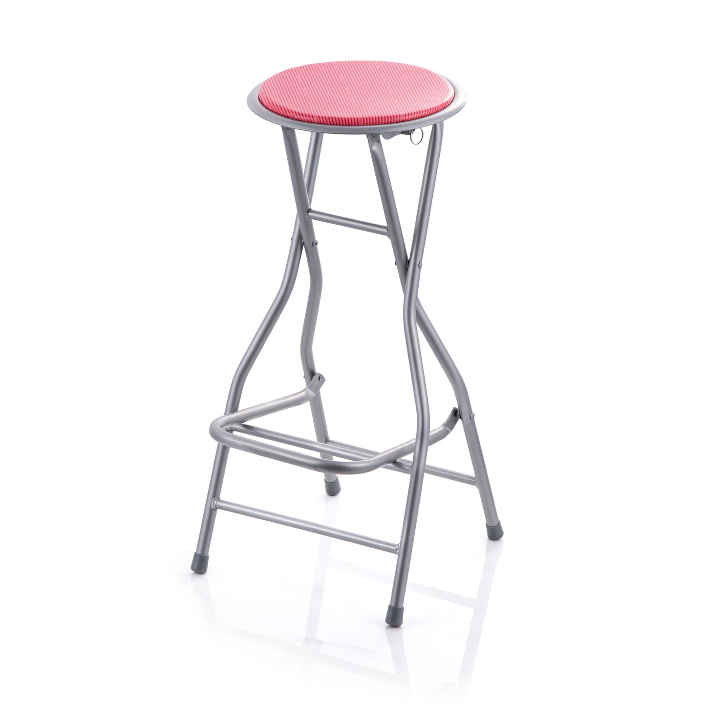 Modern Folding Armless Counter Stool Iron Cashier Bar Stool with Footrest Red Backless 1 Piece Clearhalo 'Bar Furniture' 'Bar Stools' 'bar_stools' 'furn' 'furn_bar_stools' 'furniture_bar_stools' 'Kitchen & Dining Furniture' 'kitchen&dining_furn' 'kitchen' 'kitchen_furn' Furniture' 4184132
