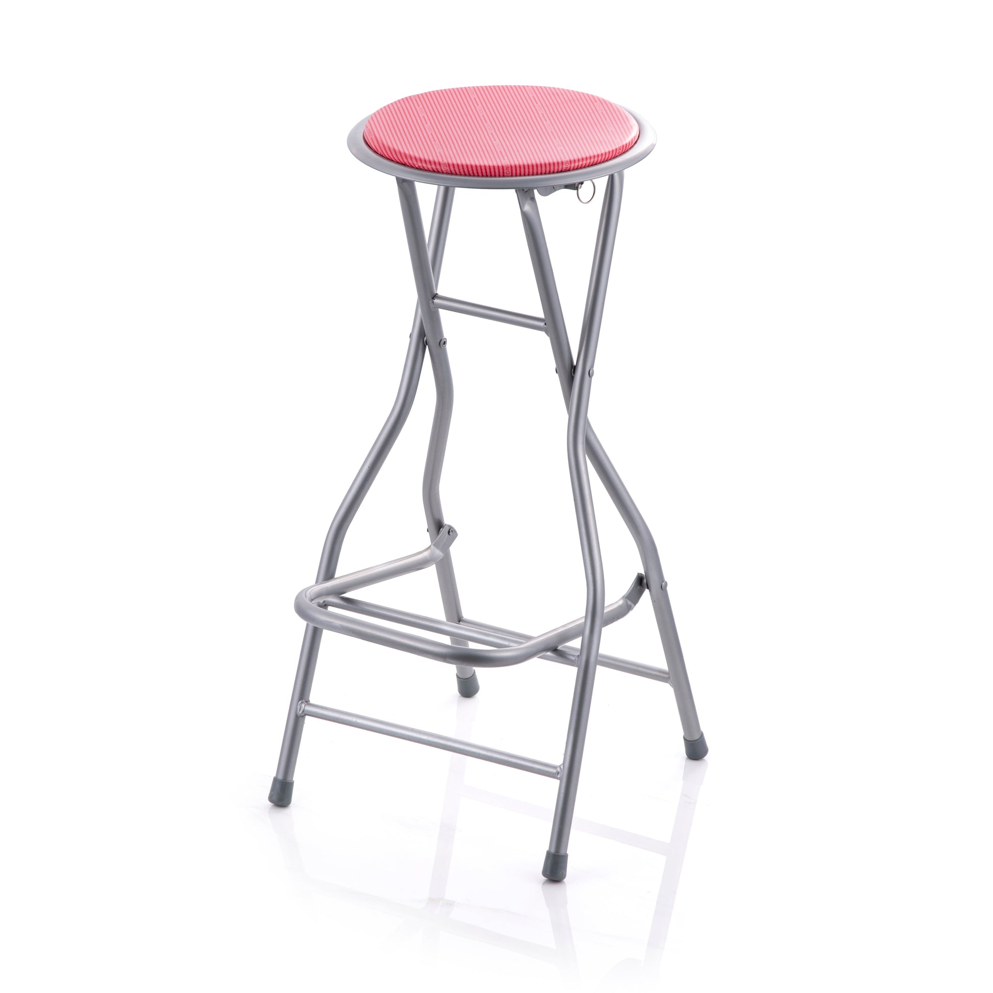 Modern Folding Armless Counter Stool Iron Cashier Bar Stool with Footrest Red Backless 1 Piece Clearhalo 'Bar Furniture' 'Bar Stools' 'bar_stools' 'furn' 'furn_bar_stools' 'furniture_bar_stools' 'Kitchen & Dining Furniture' 'kitchen&dining_furn' 'kitchen' 'kitchen_furn' Furniture' 4184132