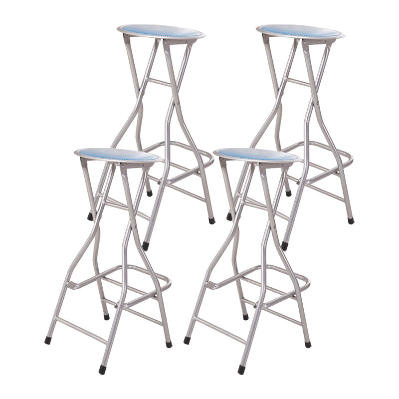 Modern Folding Armless Counter Stool Iron Cashier Bar Stool with Footrest Blue Backless 4 Piece Set Clearhalo 'Bar Furniture' 'Bar Stools' 'bar_stools' 'furn' 'furn_bar_stools' 'furniture_bar_stools' 'Kitchen & Dining Furniture' 'kitchen&dining_furn' 'kitchen' 'kitchen_furn' Furniture' 4184133
