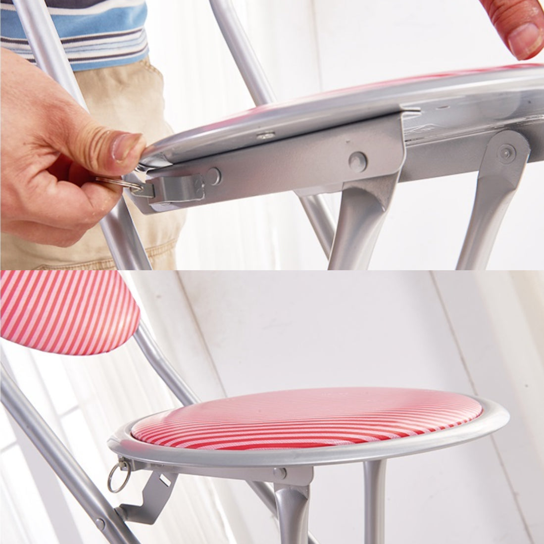 Modern Folding Armless Counter Stool Iron Cashier Bar Stool with Footrest Clearhalo 'Bar Furniture' 'Bar Stools' 'bar_stools' 'furn' 'furn_bar_stools' 'furniture_bar_stools' 'Kitchen & Dining Furniture' 'kitchen&dining_furn' 'kitchen' 'kitchen_furn' Furniture' 4184134