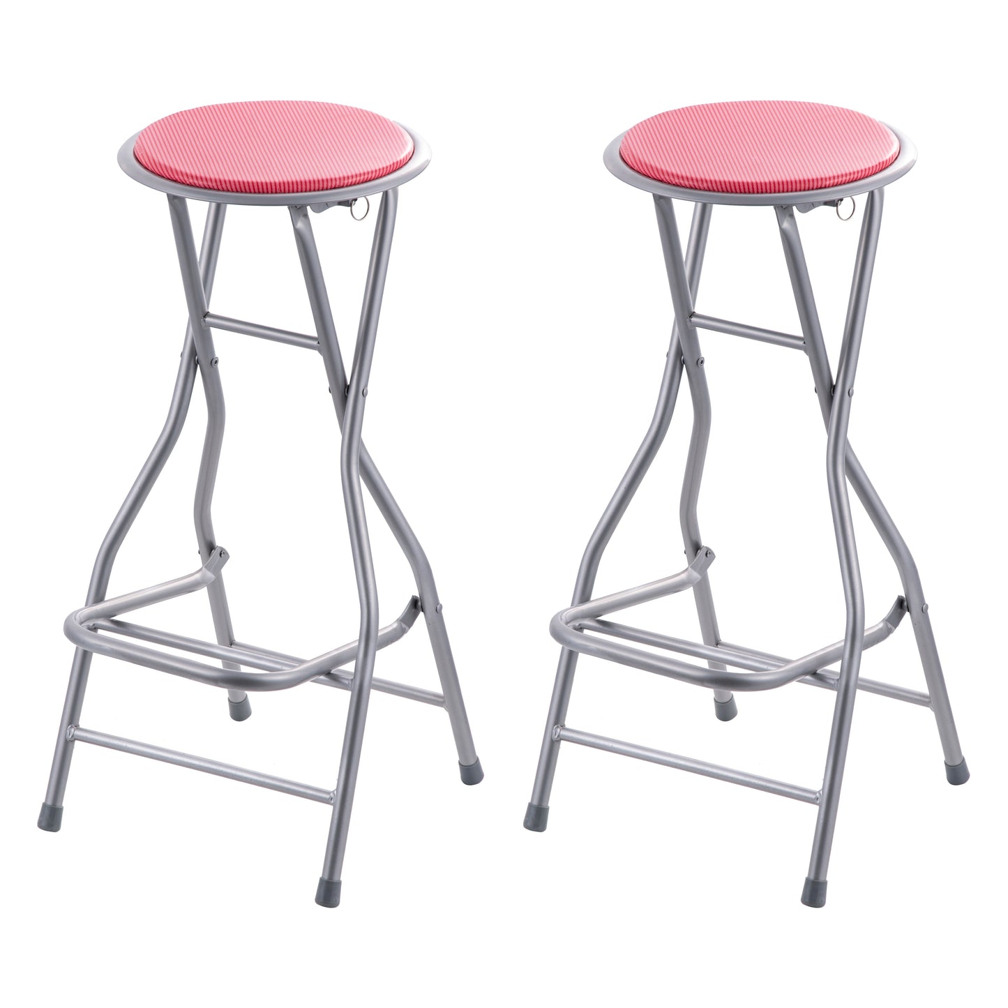 Modern Folding Armless Counter Stool Iron Cashier Bar Stool with Footrest Red Backless 2 Piece Set Clearhalo 'Bar Furniture' 'Bar Stools' 'bar_stools' 'furn' 'furn_bar_stools' 'furniture_bar_stools' 'Kitchen & Dining Furniture' 'kitchen&dining_furn' 'kitchen' 'kitchen_furn' Furniture' 4184135