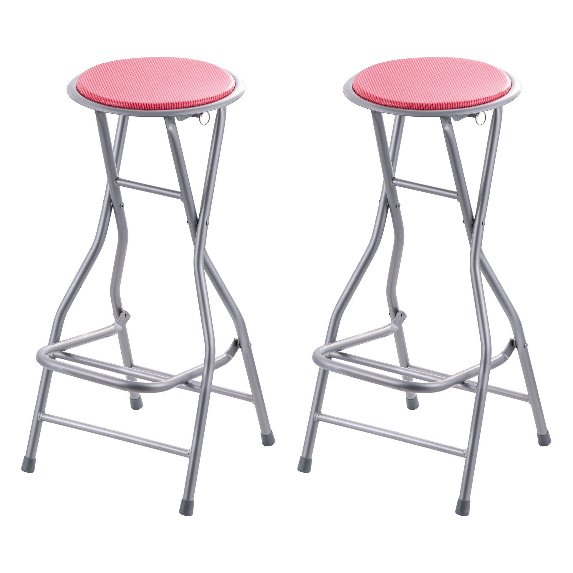 Modern Folding Armless Counter Stool Iron Cashier Bar Stool with Footrest Red Backless 2 Piece Set Clearhalo 'Bar Furniture' 'Bar Stools' 'bar_stools' 'furn' 'furn_bar_stools' 'furniture_bar_stools' 'Kitchen & Dining Furniture' 'kitchen&dining_furn' 'kitchen' 'kitchen_furn' Furniture' 4184135