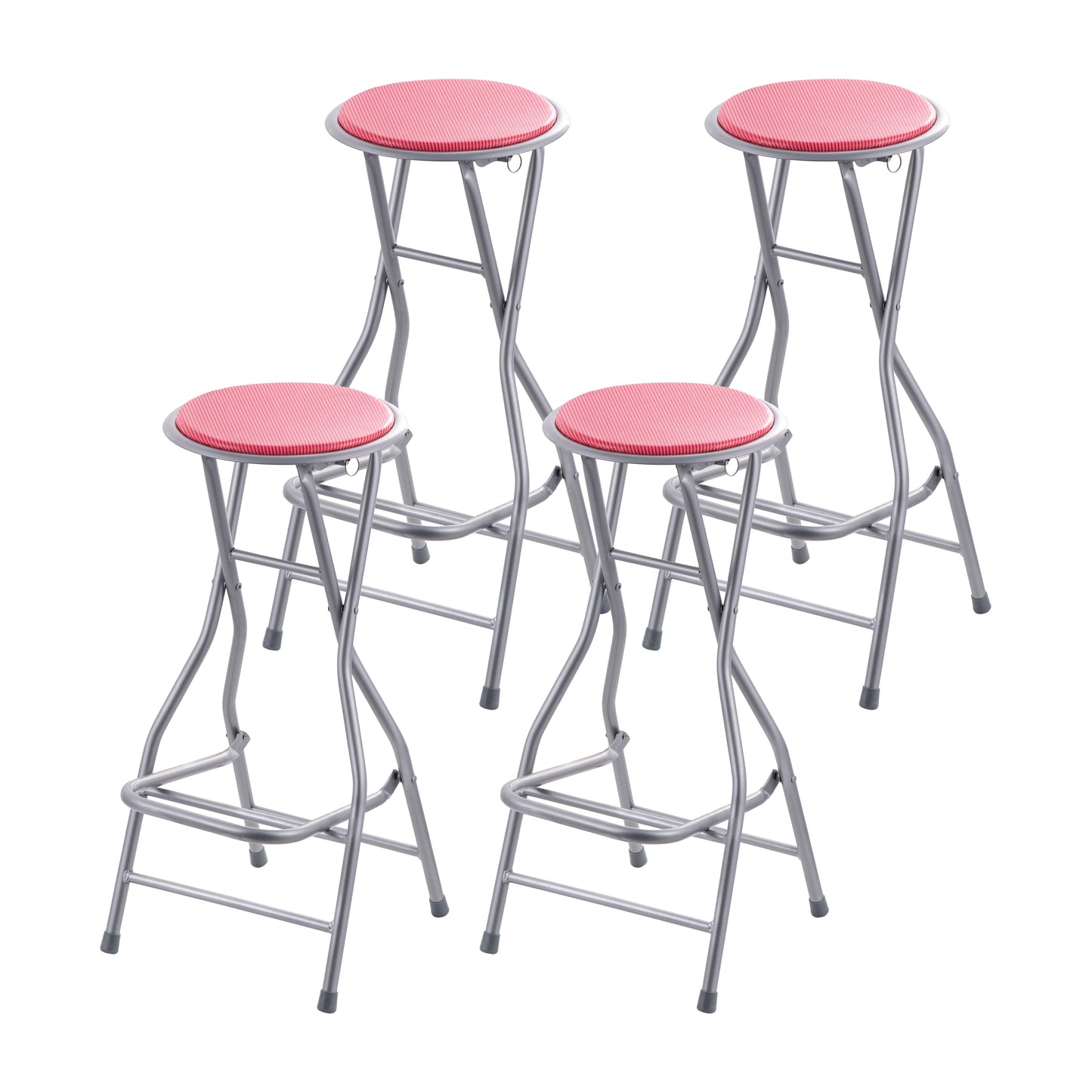 Modern Folding Armless Counter Stool Iron Cashier Bar Stool with Footrest Red Backless 4 Piece Set Clearhalo 'Bar Furniture' 'Bar Stools' 'bar_stools' 'furn' 'furn_bar_stools' 'furniture_bar_stools' 'Kitchen & Dining Furniture' 'kitchen&dining_furn' 'kitchen' 'kitchen_furn' Furniture' 4184137