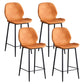 Coffee Shop Bar Stool Leather Armless Modern Distressed Counter Stools Orange Set of 4 Counter Stool(26"H) Clearhalo 'Bar Furniture' 'Bar Stools' 'bar_stools' 'furniture_bar_stools' 'Kitchen & Dining Furniture' 'kitchen&dining_furn' 'kitchen' 'kitchen_furn' Furniture' 4184199
