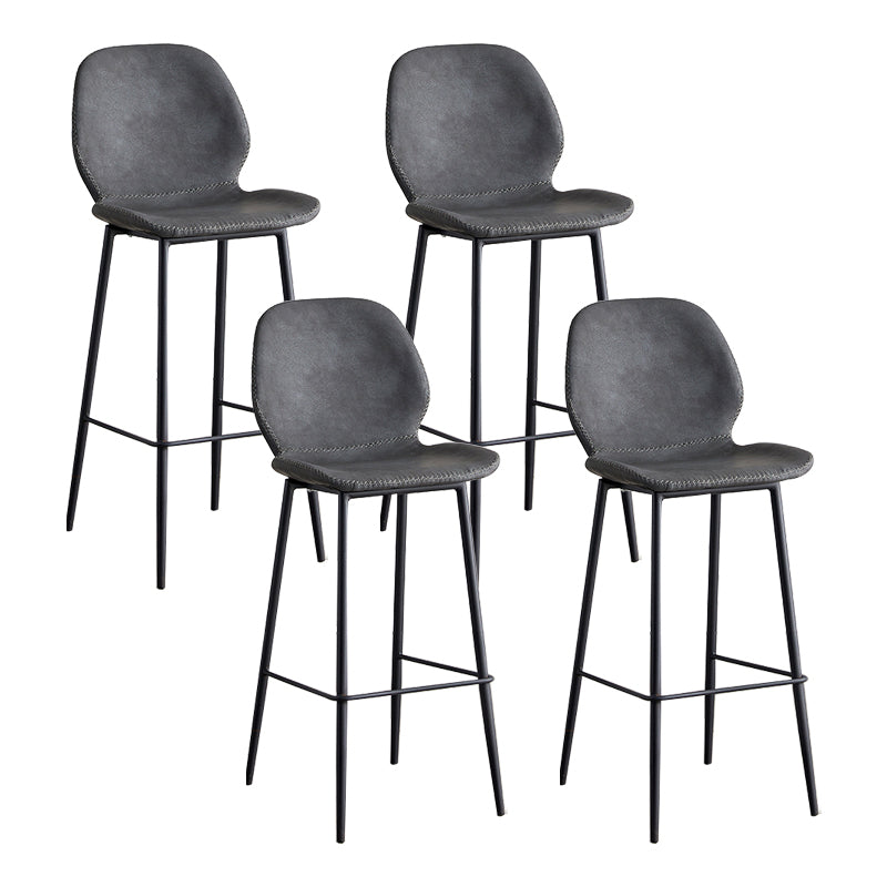 Coffee Shop Bar Stool Leather Armless Modern Distressed Counter Stools Black Set of 4 Bar Stool(30"H) Clearhalo 'Bar Furniture' 'Bar Stools' 'bar_stools' 'furniture_bar_stools' 'Kitchen & Dining Furniture' 'kitchen&dining_furn' 'kitchen' 'kitchen_furn' Furniture' 4184205