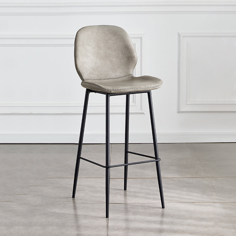 Coffee Shop Bar Stool Leather Armless Modern Distressed Counter Stools Gray 1 Piece Bar Stool(30"H) Clearhalo 'Bar Furniture' 'Bar Stools' 'bar_stools' 'furniture_bar_stools' 'Kitchen & Dining Furniture' 'kitchen&dining_furn' 'kitchen' 'kitchen_furn' Furniture' 4184207