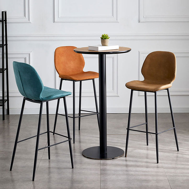 Coffee Shop Bar Stool Leather Armless Modern Distressed Counter Stools Clearhalo 'Bar Furniture' 'Bar Stools' 'bar_stools' 'furniture_bar_stools' 'Kitchen & Dining Furniture' 'kitchen&dining_furn' 'kitchen' 'kitchen_furn' Furniture' 4184222
