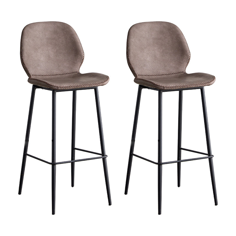 Coffee Shop Bar Stool Leather Armless Modern Distressed Counter Stools Violet Set of 2 Bar Stool(30"H) Clearhalo 'Bar Furniture' 'Bar Stools' 'bar_stools' 'furniture_bar_stools' 'Kitchen & Dining Furniture' 'kitchen&dining_furn' 'kitchen' 'kitchen_furn' Furniture' 4184228