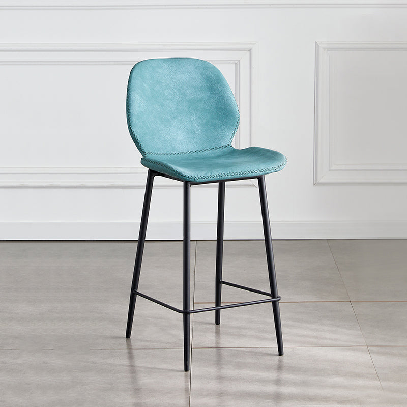Coffee Shop Bar Stool Leather Armless Modern Distressed Counter Stools Blue 1 Piece Counter Stool(26"H) Clearhalo 'Bar Furniture' 'Bar Stools' 'bar_stools' 'furniture_bar_stools' 'Kitchen & Dining Furniture' 'kitchen&dining_furn' 'kitchen' 'kitchen_furn' Furniture' 4184236
