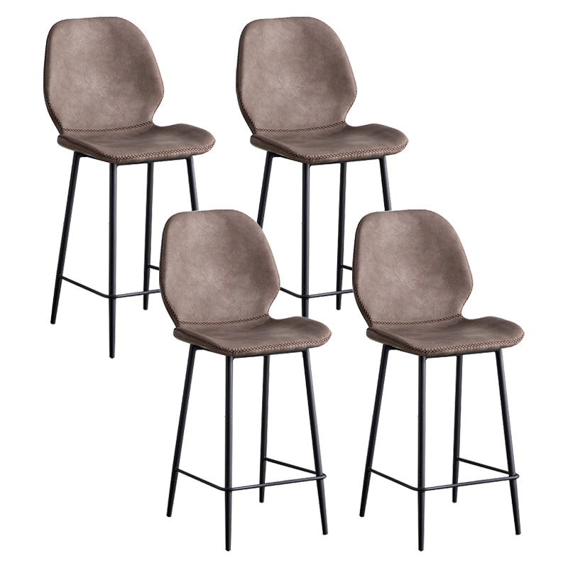 Coffee Shop Bar Stool Leather Armless Modern Distressed Counter Stools Violet Set of 4 Counter Stool(26"H) Clearhalo 'Bar Furniture' 'Bar Stools' 'bar_stools' 'furniture_bar_stools' 'Kitchen & Dining Furniture' 'kitchen&dining_furn' 'kitchen' 'kitchen_furn' Furniture' 4184241