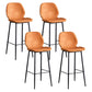 Coffee Shop Bar Stool Leather Armless Modern Distressed Counter Stools Orange Set of 4 Bar Stool(30"H) Clearhalo 'Bar Furniture' 'Bar Stools' 'bar_stools' 'furniture_bar_stools' 'Kitchen & Dining Furniture' 'kitchen&dining_furn' 'kitchen' 'kitchen_furn' Furniture' 4184244
