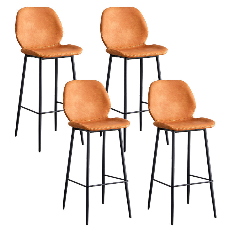 Coffee Shop Bar Stool Leather Armless Modern Distressed Counter Stools Orange Set of 4 Bar Stool(30"H) Clearhalo 'Bar Furniture' 'Bar Stools' 'bar_stools' 'furniture_bar_stools' 'Kitchen & Dining Furniture' 'kitchen&dining_furn' 'kitchen' 'kitchen_furn' Furniture' 4184244