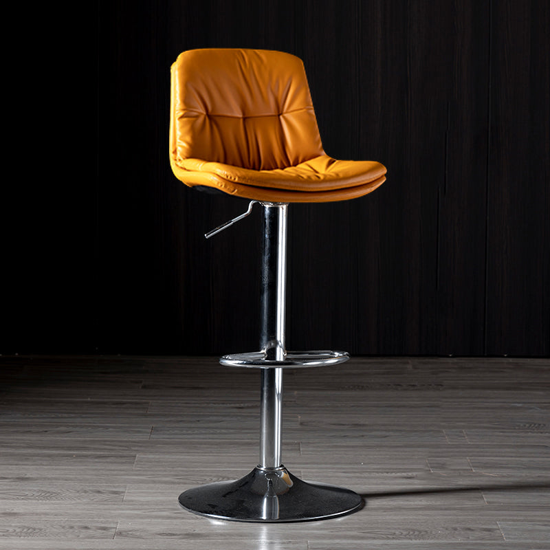 Iron Footrest Bar Stool Low Back Indoor Modern Adjustable Counter-height Stool Light Yellow Silver 1 Piece Clearhalo 'Bar Furniture' 'Bar Stools' 'bar_stools' 'furn' 'furn_bar_stools' 'furniture_bar_stools' 'Kitchen & Dining Furniture' 'kitchen&dining_furn' 'kitchen' 'kitchen_furn' Furniture' 4184248
